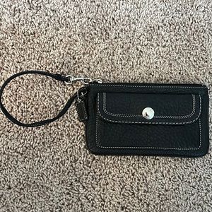 Coach black leather wristlet
